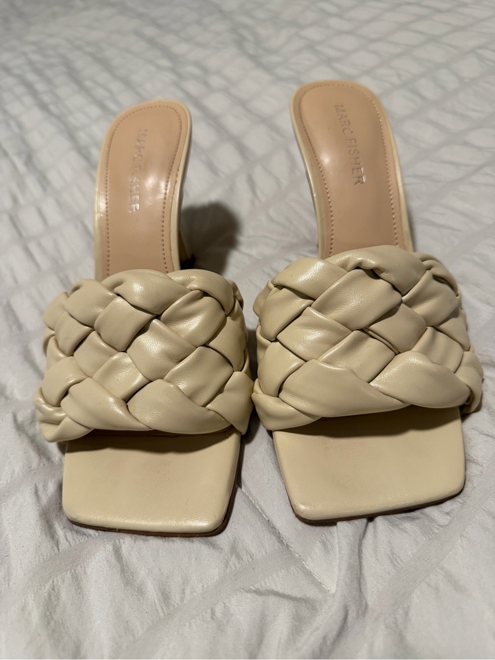 Marc Fisher Braided Cream Slide Mules